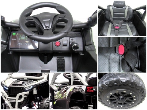 Kawasaki Teryx SZARY Buggy Auto na akumulator 4x4 Koła EVA, Skóra, Pilot RC