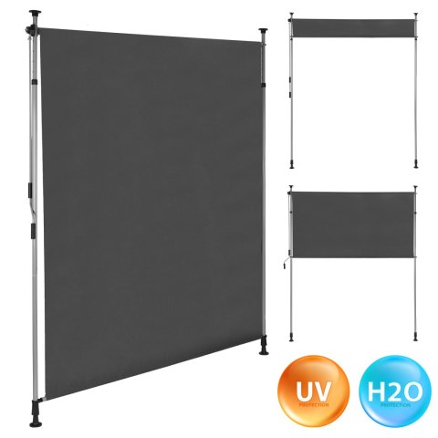 Markiza zaciskowa rozporowa roleta zwijana na korbkę regulacja wysokości antracyt MultiGarden