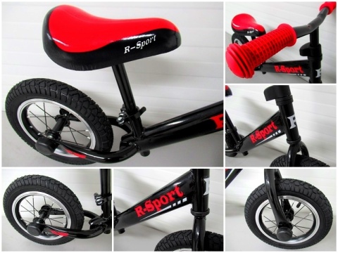 Rowerek biegowy R2 CZARNY Pompowane koła