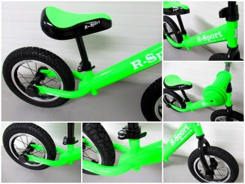 Rowerek biegowy R2 ZIELONY Pompowane koła