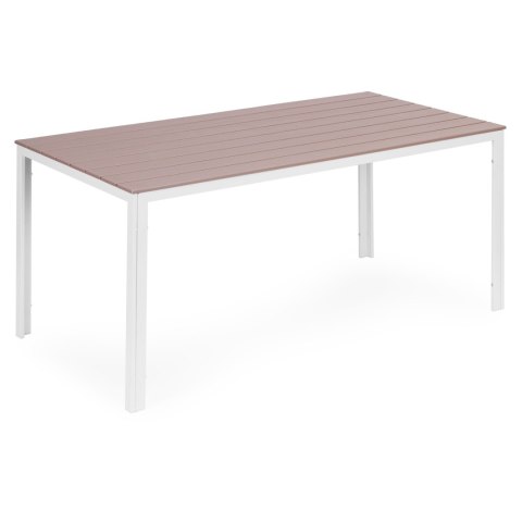 Stół ogrodowy 6-osobowy 156x78 cm polywood meble na taras beżowe białe MultiGarden