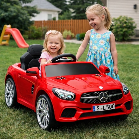 Autko na akumulator Mercedes SL500 CZERWONY Piankowe Koła EVA, fotelik ekoskóra- NOWA WERSJA