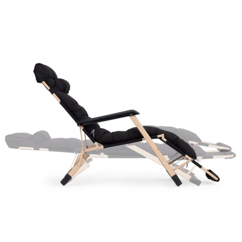 Leżak ogrodowy plażowy 2w1 z poduszką zagłówkiem regulacja podnóżka czarny złota rama MultiGarden