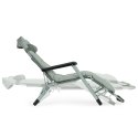 Leżak ogrodowy plażowy 2w1 z poduszką zagłówkiem regulacja podnóżka szary MultiGarden