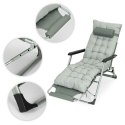 Leżak ogrodowy plażowy 2w1 z poduszką zagłówkiem regulacja podnóżka szary MultiGarden