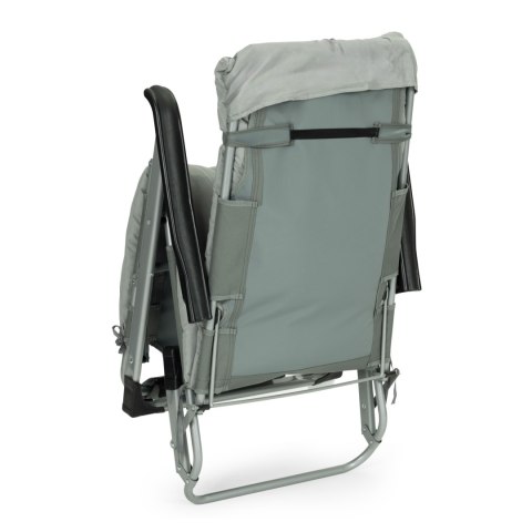 Leżak ogrodowy plażowy 2w1 z poduszką zagłówkiem regulacja podnóżka szary MultiGarden