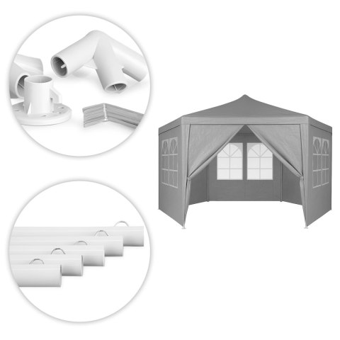 Namiot pawilon ogrodowy handlowy 2x2x2 m z oknami szary MultiGarden
