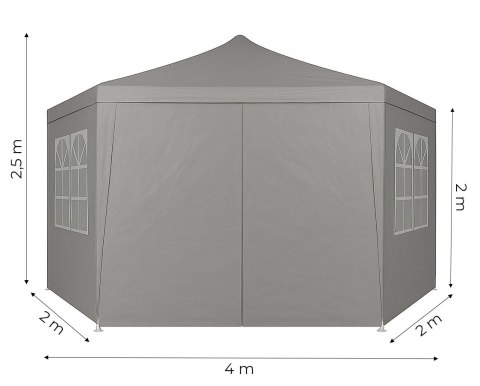 Namiot pawilon ogrodowy handlowy 2x2x2 m z oknami szary MultiGarden