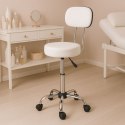 Stołek obrotowy z oparciem taboret kosmetyczny medyczny fotel regulowany biały ModernHome
