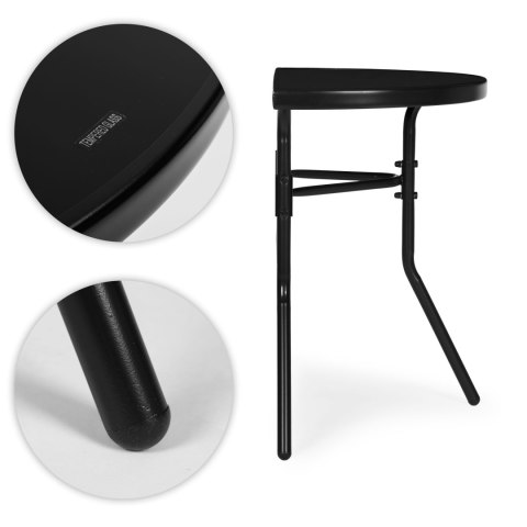 Stolik półokrągły szklany kawowy na balkon taras patio czarny MultiGarden