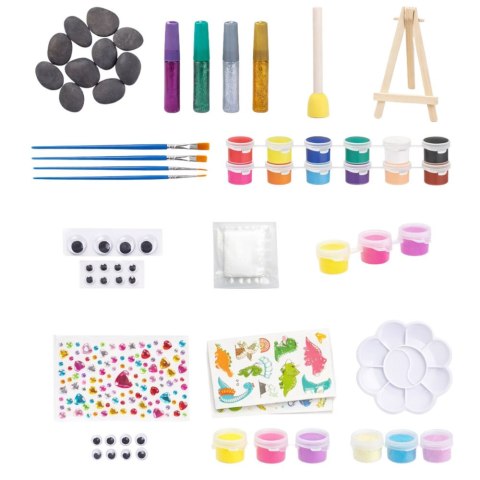 Zestaw Kreatywny DIY Malowanie Kamieni Świecące Farby Kleje Brokatowe