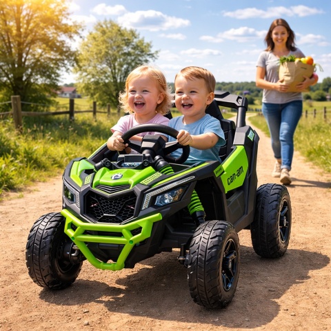 Can Am Maverick ZIELONY 4x4 4x200 WAT Auto na akumulator EVA SKÓRA Pilot Aku LI-ON