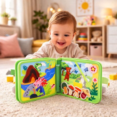 Książeczka Edukacyjna Sensoryczna Filcowa 3D Dzikie Zwierzęta