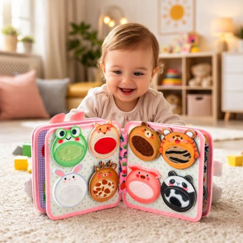 Książeczka Edukacyjna Sensoryczna Filcowa 3D Króliczek Różowy