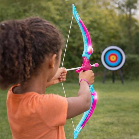 Łuk ze strzałami i tarczą zestaw strzelecki różowy