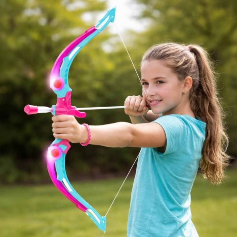 Łuk ze strzałami i tarczą zestaw strzelecki różowy