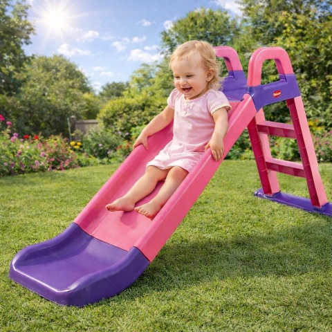 Największa Zjeżdżalnia Ogrodowa dla Dzieci XXL 145cm RÓŻOWO-FIOLETOWA