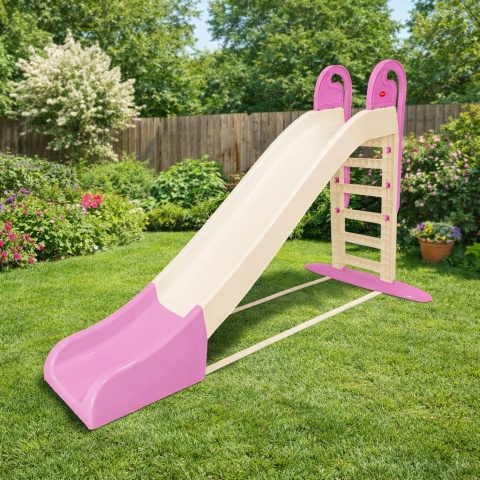 Największa solidna zjeżdżalnia dla dzieci 243cm 014550/22 (beżowo/różowa)