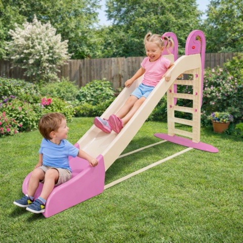 Największa solidna zjeżdżalnia dla dzieci 243cm 014550/22 (beżowo/różowa)