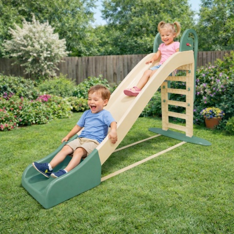 Największa solidna zjeżdżalnia dla dzieci 243cm 014550/23 (beżowo/miętowa)