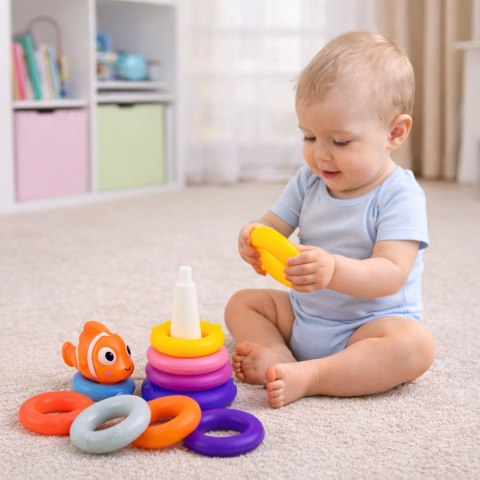 Piramida Edukacyjna Układanka Z Kolorowych Kółek Rybka 10 el.