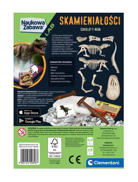 Naukowa Zabawa Skamieniałości Szkielet T-Rex Język Polski Clementoni 50858