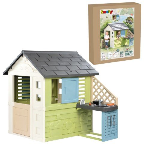 SMOBY Life Domek Ogrodowy PRETTY z Kuchnią + 17 Akcesoriów