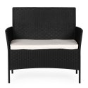Sofa ogrodowa dwuosobowa z poduszką ławka na balkon taras ogród czarna MultiGarden