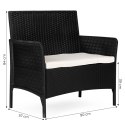 Sofa ogrodowa dwuosobowa z poduszką ławka na balkon taras ogród czarna MultiGarden