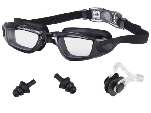 ZESTAW Okulary do pływania UV ANTI-FOG + zatyczki do uszu i nosa SP0792 CY
