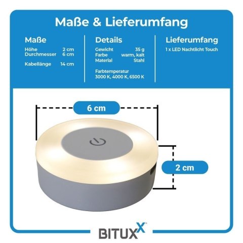 Zestaw 10x Lampka Nocna LED Dotykowa USB - 3 Barwy Światła, Podszafkowa BITUXX