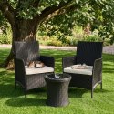 Zestaw 2x fotel ogrodowy z poduszką komplet krzeseł na balkon taras ogród czarny MultiGarden