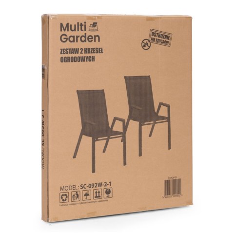 Zestaw 2x krzesło ogrodowe komplet na taras balkon czarne MultiGarden