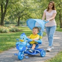 3-kołowy Rowerek dla dzieci Kaczka Niebieski + Dźwięki + Daszek + Barierka + Podnóżek + Rączka + Schowek