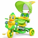 3-kołowy Rowerek dla dzieci Kaczka Zielony + Dźwięki + Daszek + Barierka + Podnóżek + Rączka + Schowek