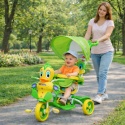 3-kołowy Rowerek dla dzieci Kaczka Zielony + Dźwięki + Daszek + Barierka + Podnóżek + Rączka + Schowek