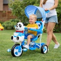 3-kołowy Rowerek dla dzieci Panda Niebieski + Dźwięki + Daszek + Barierka + Podnóżek + Rączka + Schowek