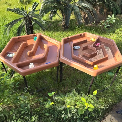 MASTERKIDZ Sześciokątny Stolik Do Zabawy Piaskiem i Wodą Regulowany