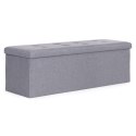 Pufa pikowana 111x38 cm ze schowkiem tapicerowana ława skrzynia jasnoszara ModernHome