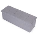 Pufa pikowana 111x38 cm ze schowkiem tapicerowana ława skrzynia jasnoszara ModernHome