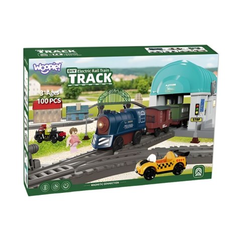 WOOPIE Pociąg Elektryczny Kolejka Tor XXL Ciuchcia Lokomotywa Zestaw Miasteczko 100 el.