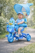 3-kołowy Rowerek dla dzieci Kaczka Niebieski + Dźwięki + Daszek + Barierka + Podnóżek + Rączka + Schowek
