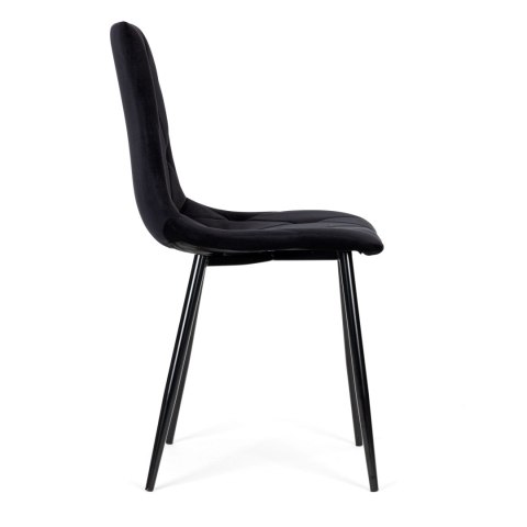Komplet 4 krzeseł krzesło pikowane welurowe do jadalni i salonu czarne ModernHome