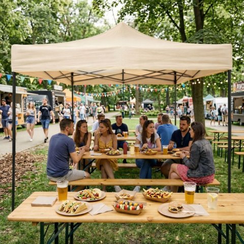 Pawilon ogrodowy eventowy automatyczny samorozkładalny namiot 3x3 m beżowy MultiGarden