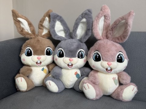 Pluszowy Królik 40 cm Uroczy brązowy KARMELEK z zaginanymi uszami ZA5922