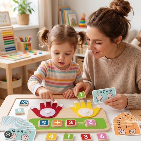 TOOKY TOY Drewniana Edukacyjna Zabawka do Nauki Liczenia na Palcach Dodawanie i Odejmowanie