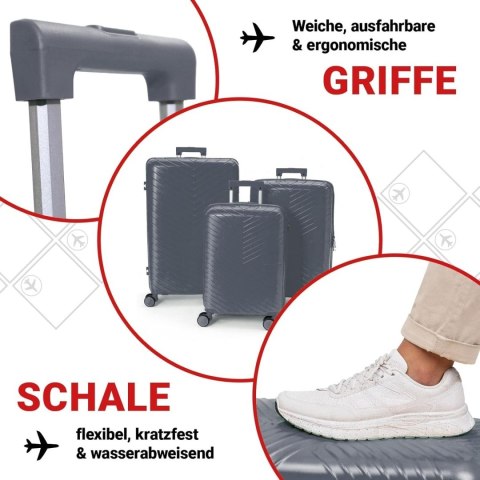 Walizki Podróżne Berwin Zestaw 3 szt Twarde Na Kółkach TSA XL L M Samolot