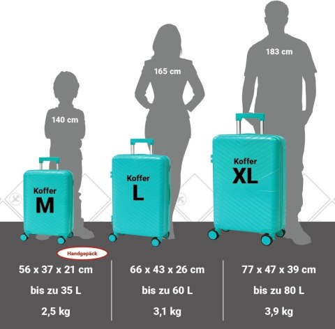 Zestaw Walizek Podróżnych Berwin 3 szt Twarde Na Kółkach TSA XL L M