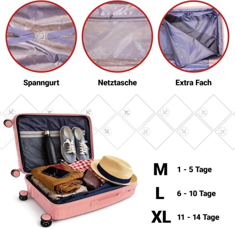 Zestaw Walizek Podróżnych Berwin 3 szt Twarde Na Kółkach TSA XL L M