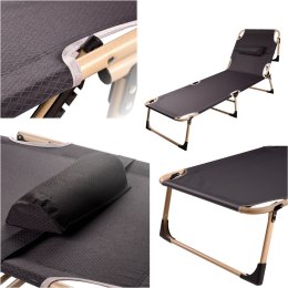 Łóżko polowe LUARO składane turystyczne kanadyjka leżanka z regulacją 193 cm szare